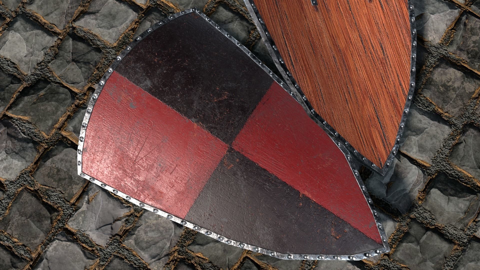 3D model Medieval round shield with coat of arms 9 VR / AR / low-poly ...