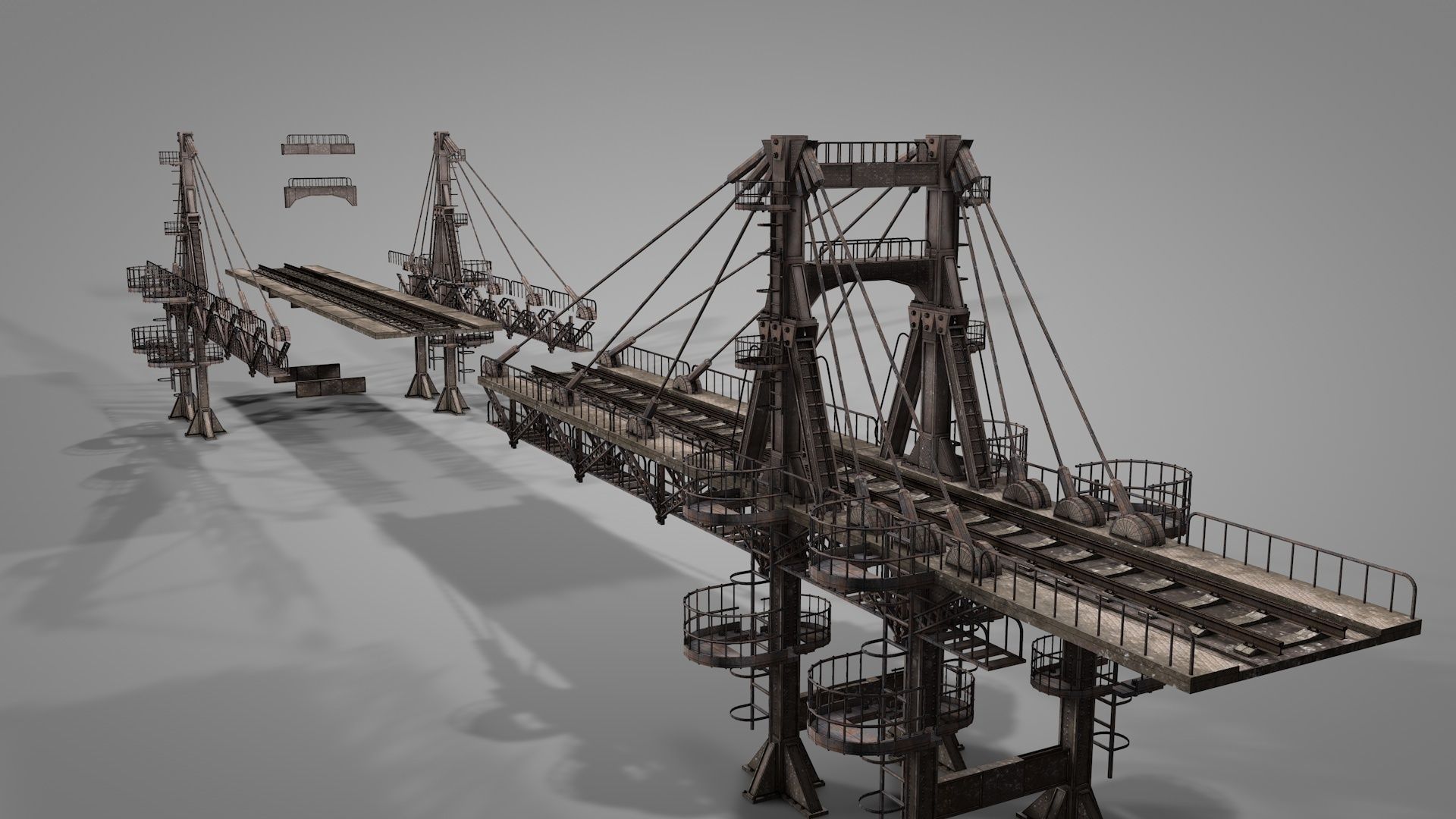 Railway Suspension Bridge 3D model CGTrader