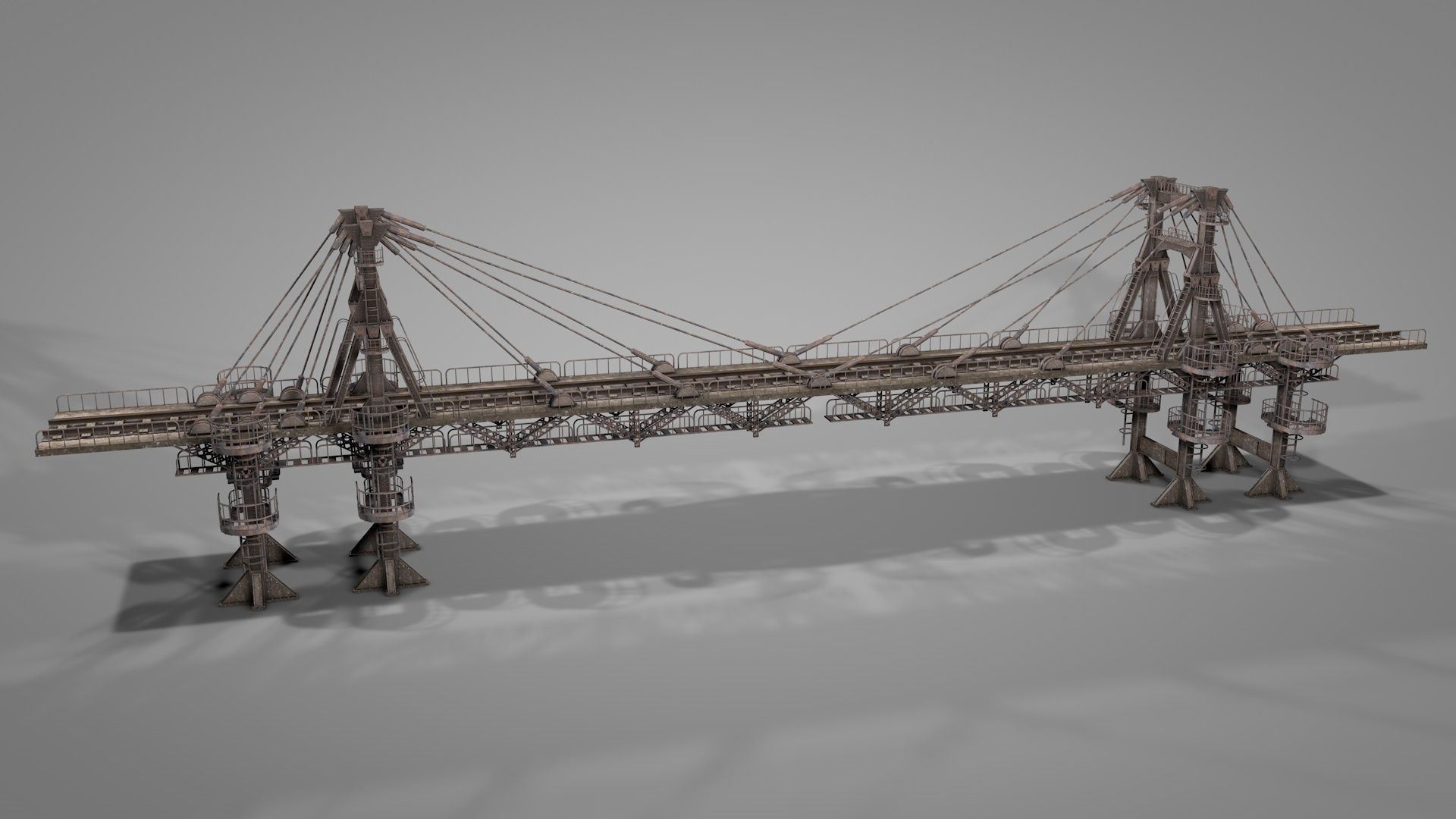 Railway Suspension Bridge 3D model CGTrader