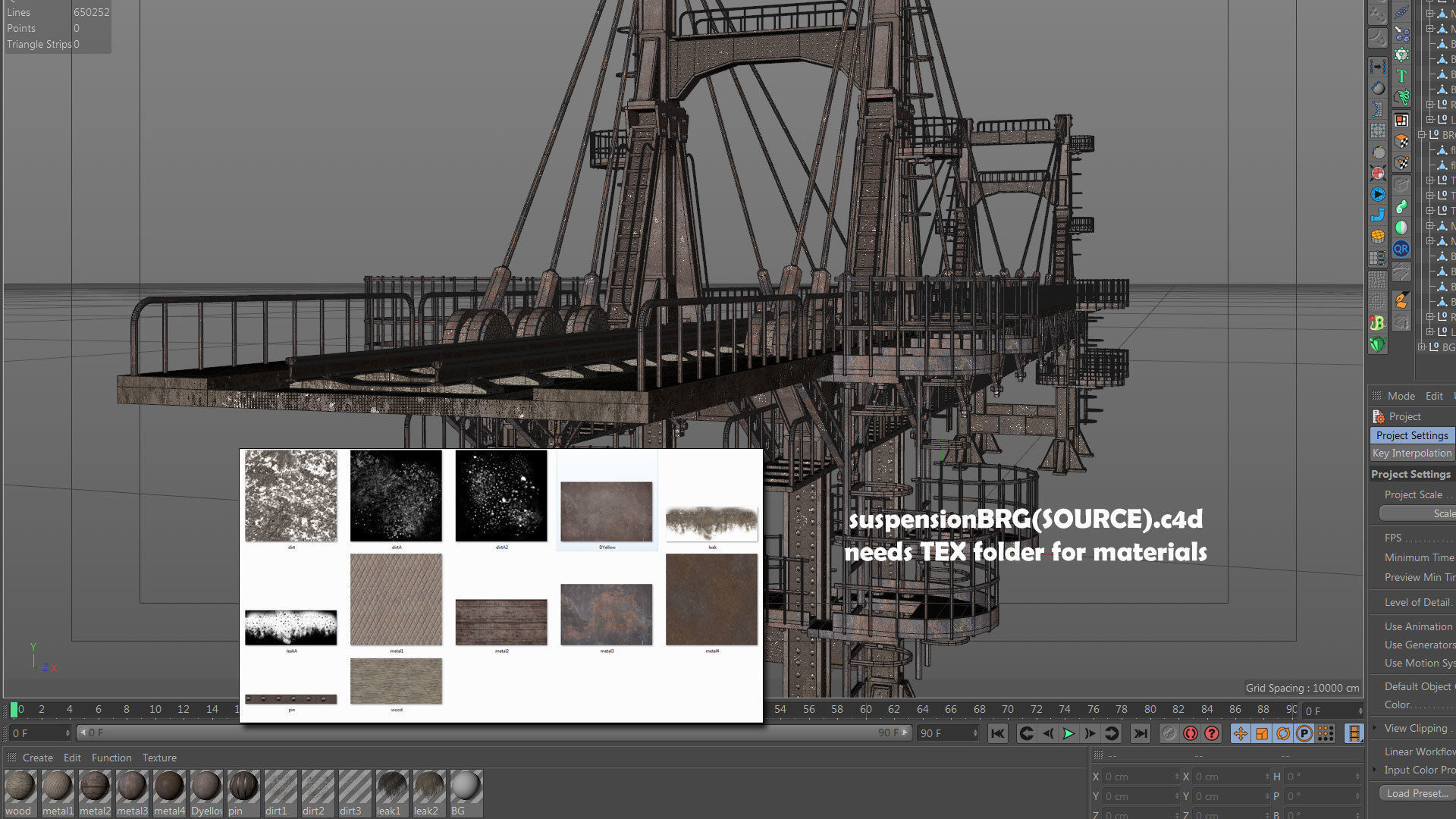 Railway Suspension Bridge 3D model CGTrader