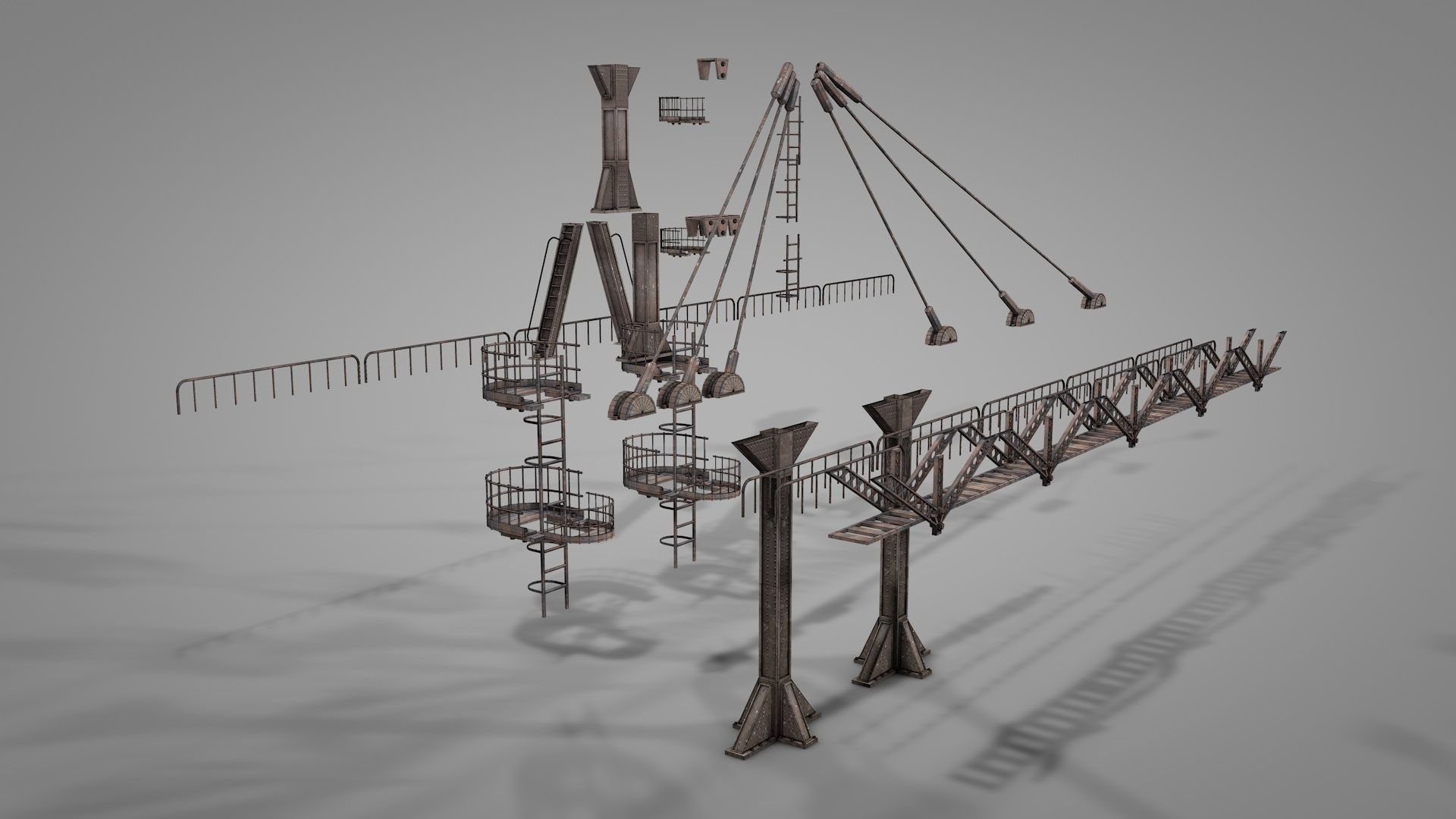 Railway Suspension Bridge 3D model CGTrader