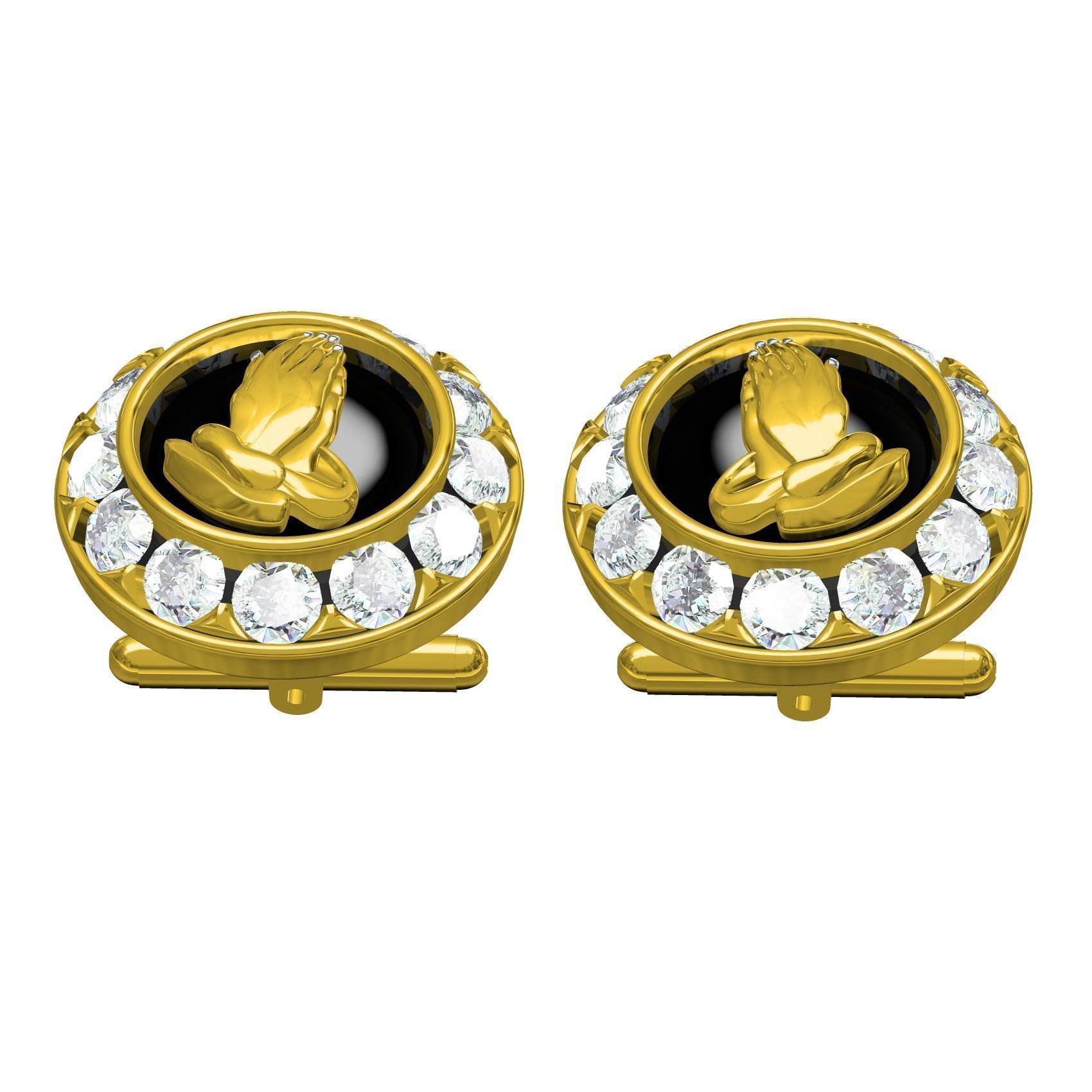 Praying Hands Cufflink 3D model 3D printable | CGTrader