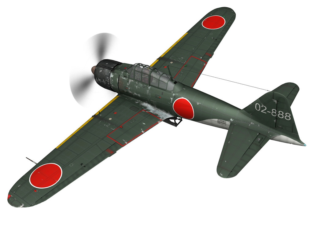 Mitsubishi A6M2 Sen Baku - Kamikaze Unit 3D Model OBJ FBX 
