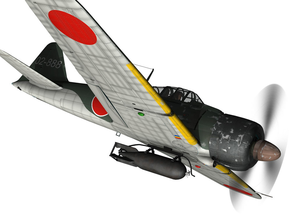 Mitsubishi A6M2 Sen Baku - Kamikaze Unit 3D Model OBJ FBX 