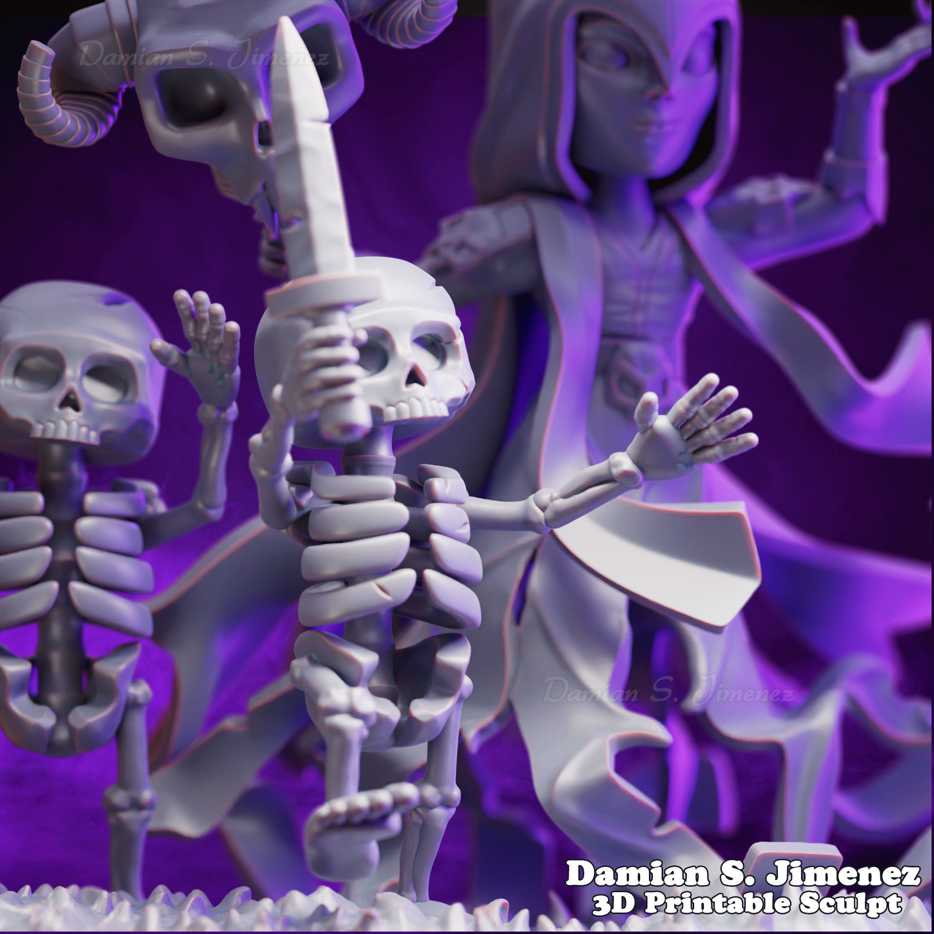 Clash Royale Witch Clash Royale Skeleton 3D Print Diorama 3D model