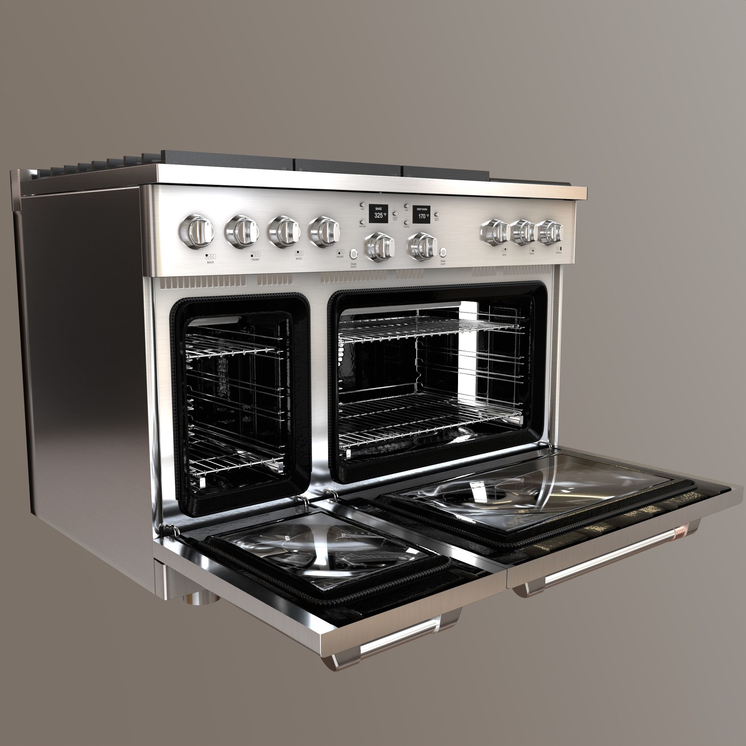 GE Cafe 48 Smart CommercialStyle Range with 6 Burners 3D model CGTrader