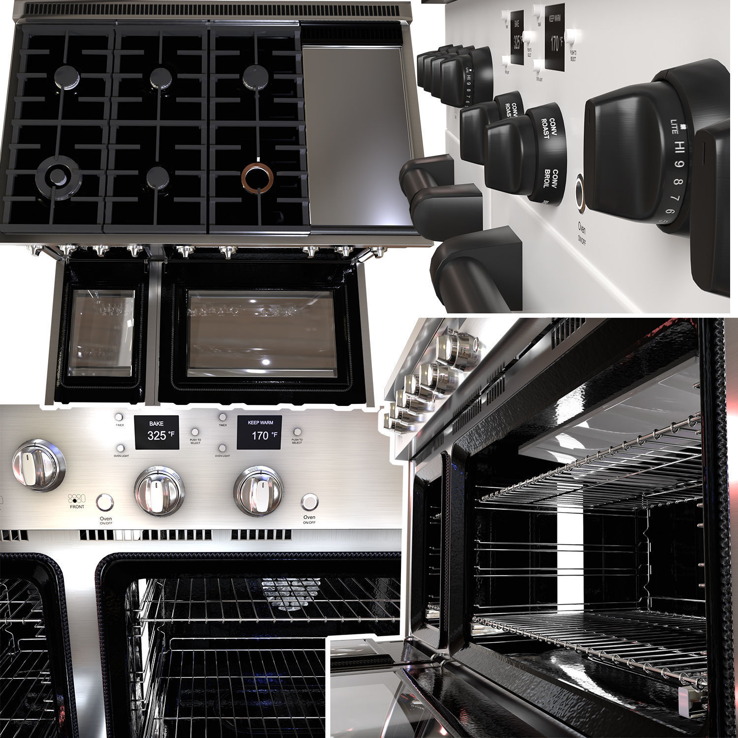 GE Cafe 48 Smart CommercialStyle Range with 6 Burners 3D model CGTrader