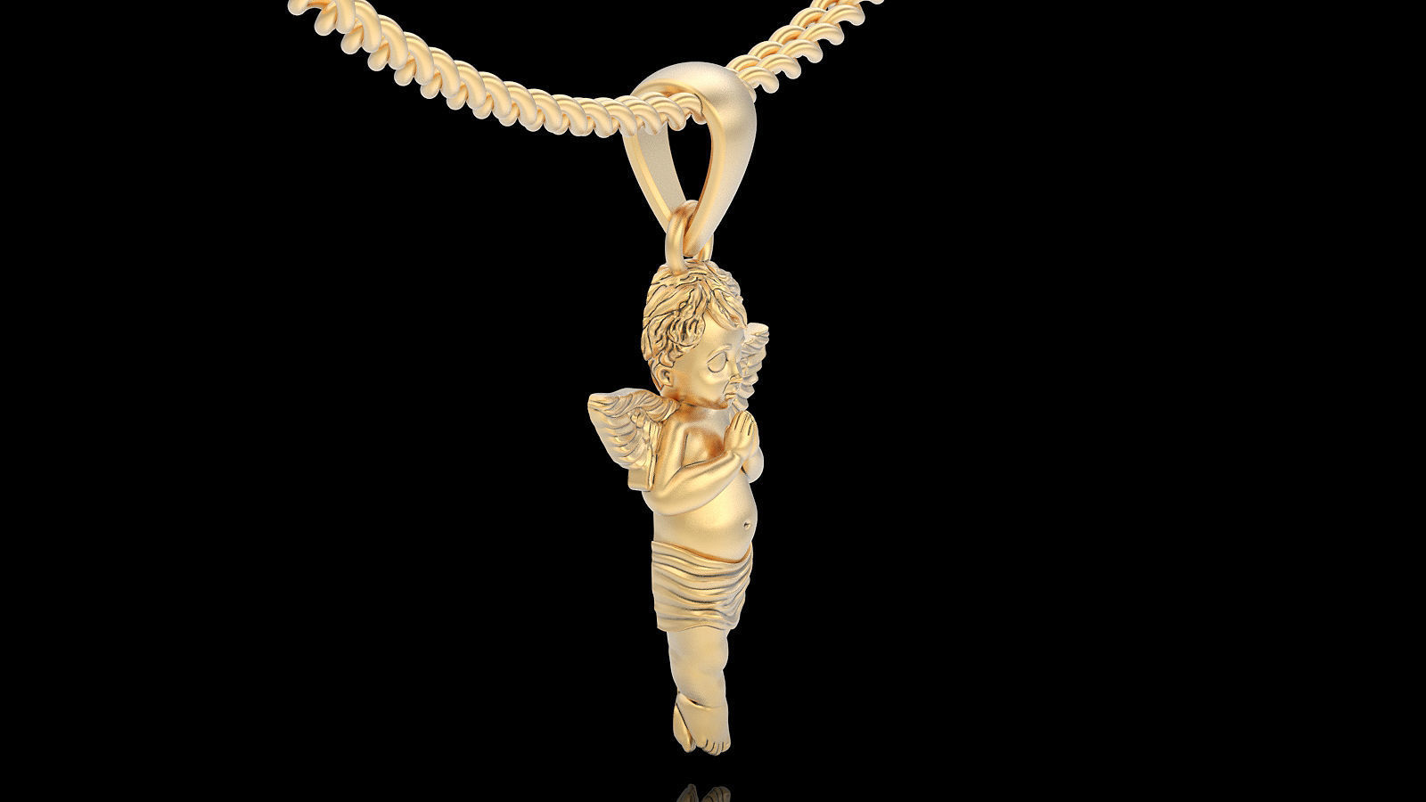 Praying Baby angel pendant silver gold printable jewelry 3D model 3D