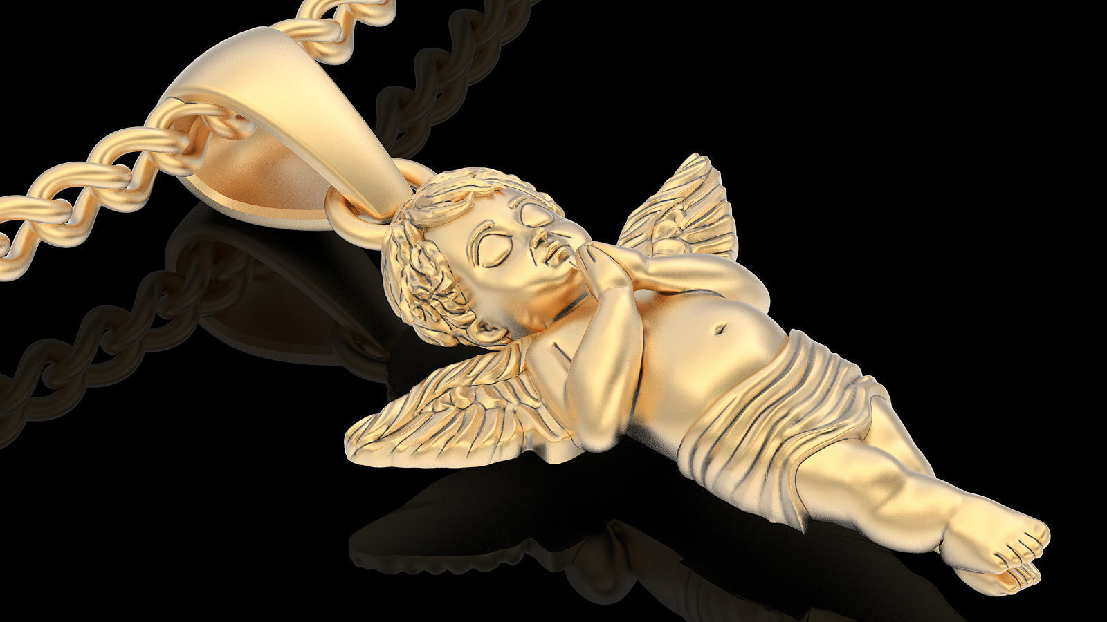 Praying Baby angel pendant silver gold printable jewelry 3D model 3D