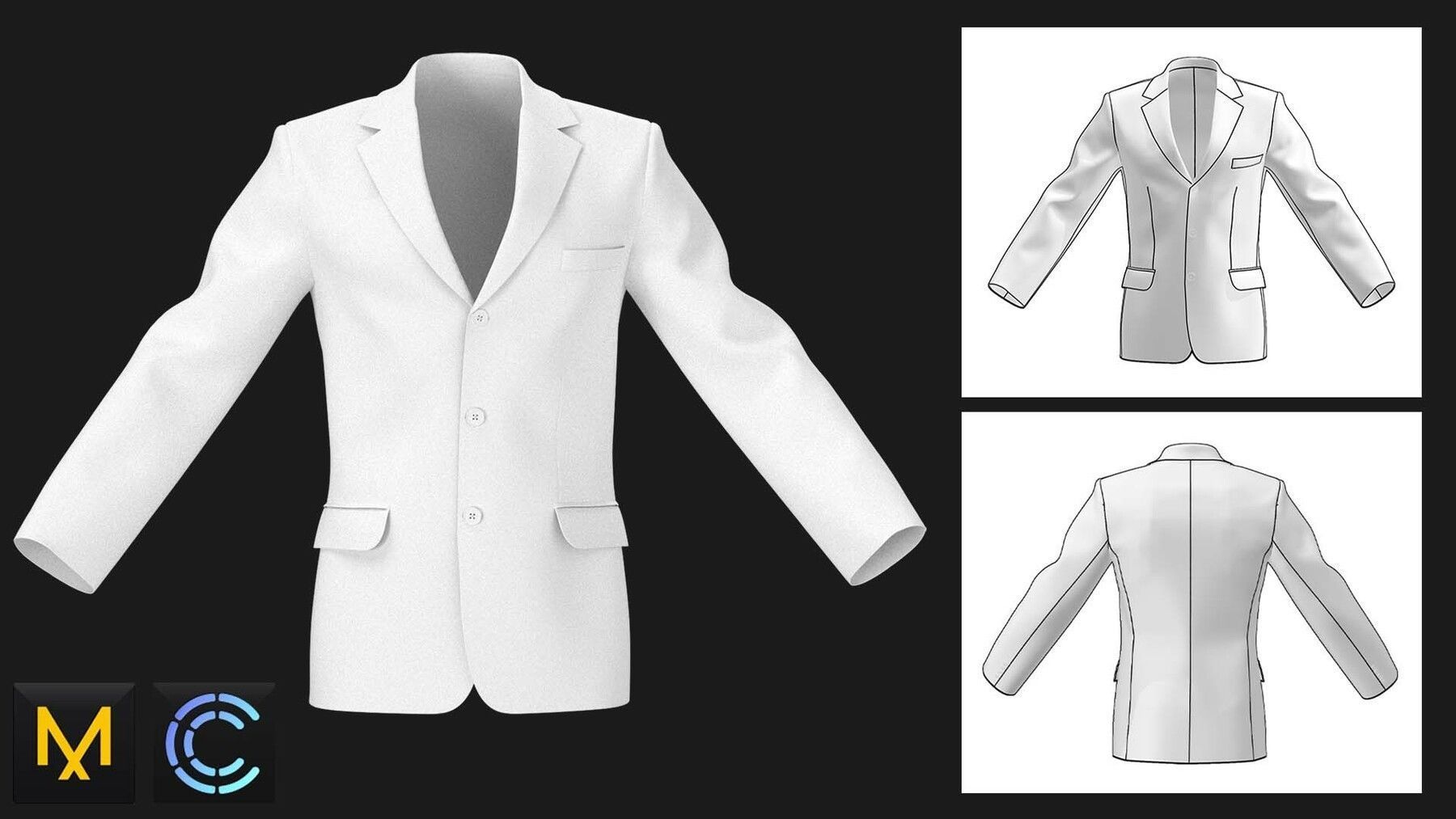 Classic mens jackets pack Marvelous Designer Clo 3D project 3D model ...