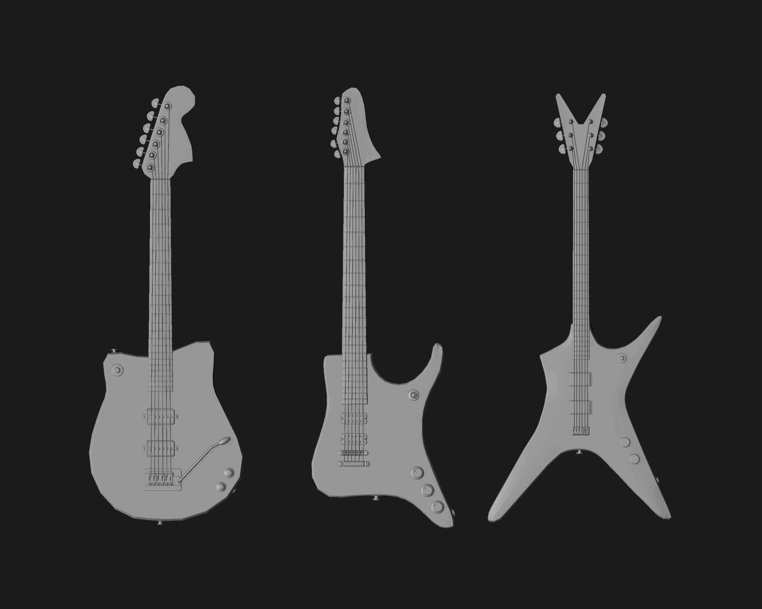 30 electric guitar shapes IMM brush Zbrush 3D model CGTrader