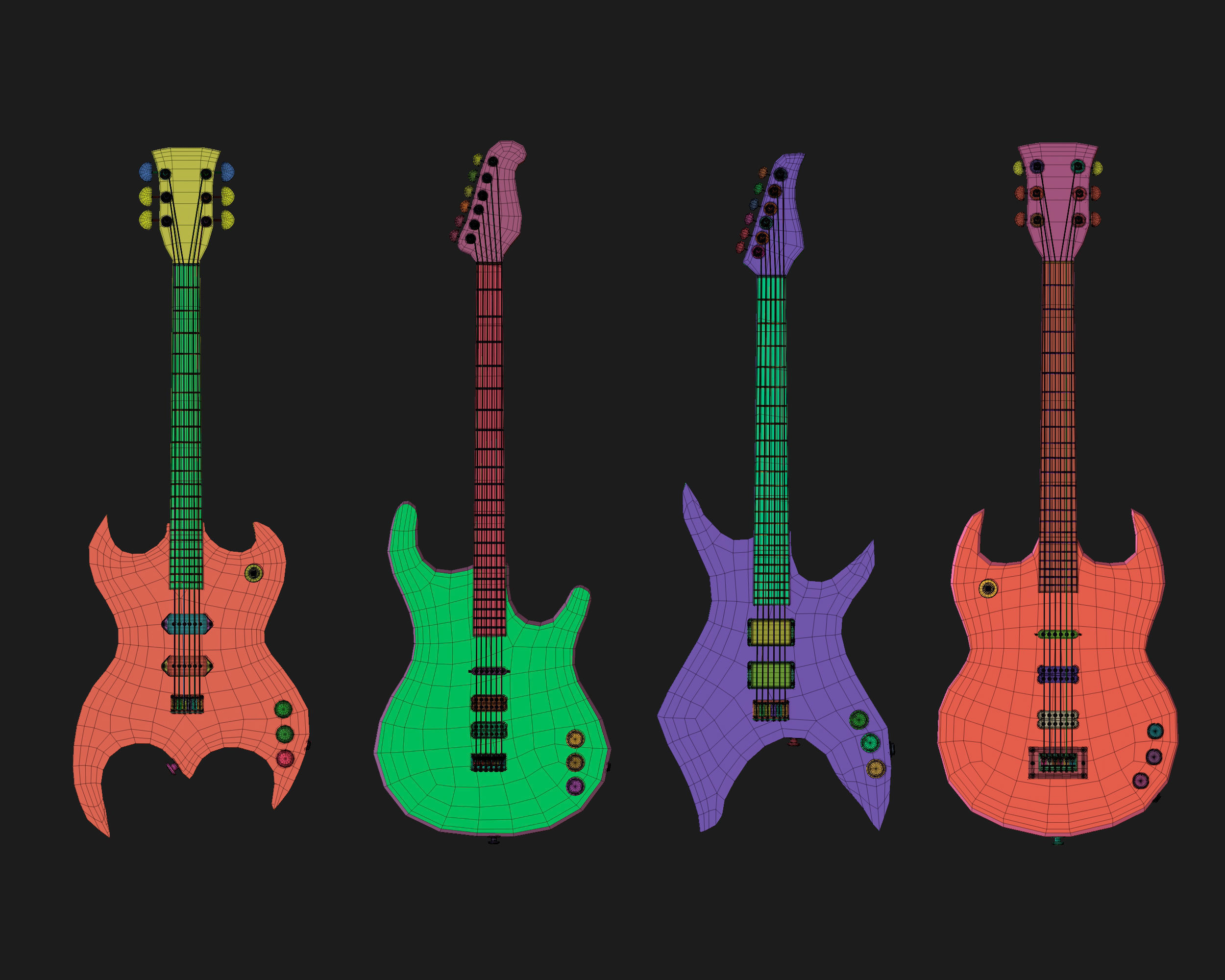 30 electric guitar shapes IMM brush Zbrush 3D model CGTrader