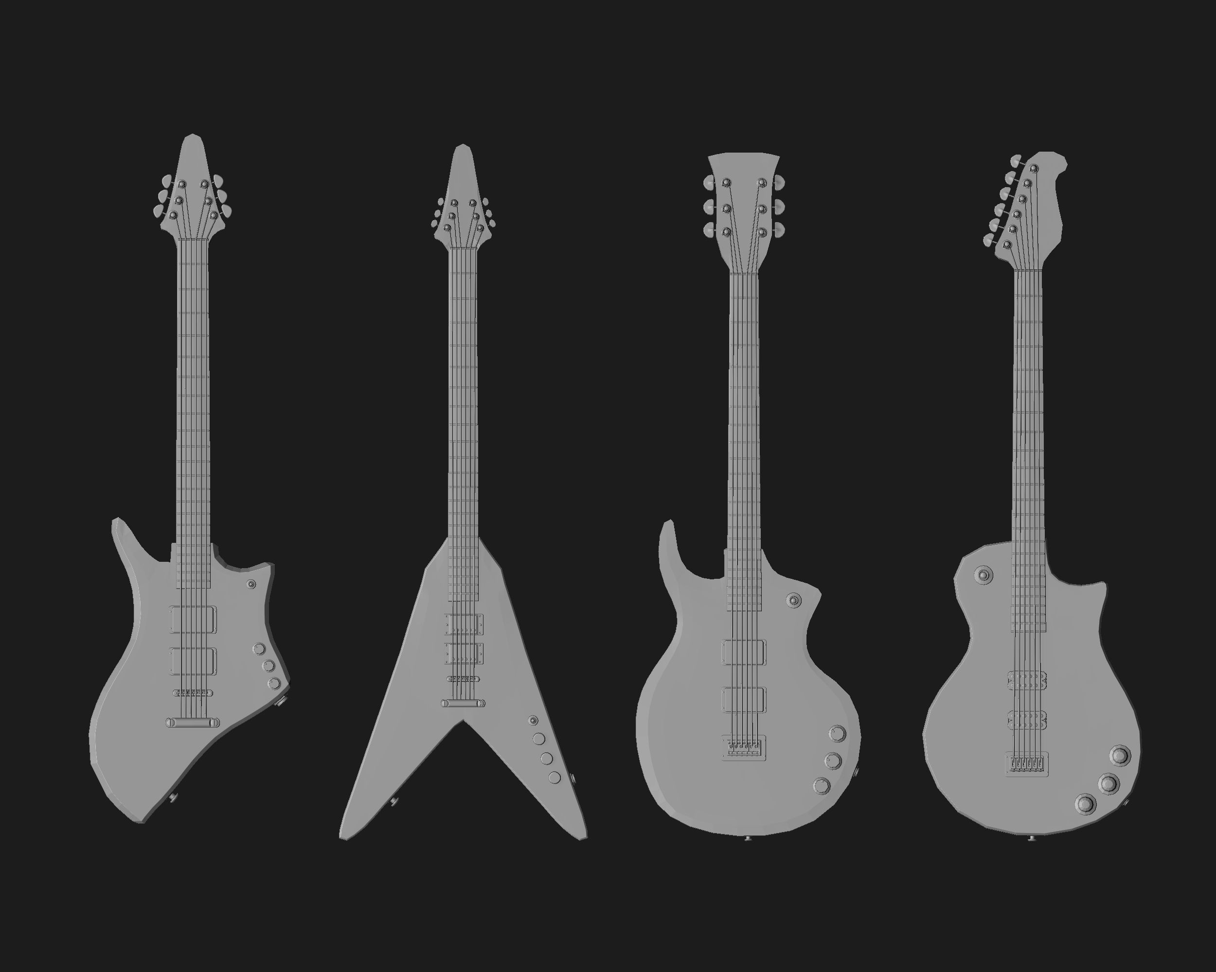 30 electric guitar shapes IMM brush Zbrush 3D model CGTrader
