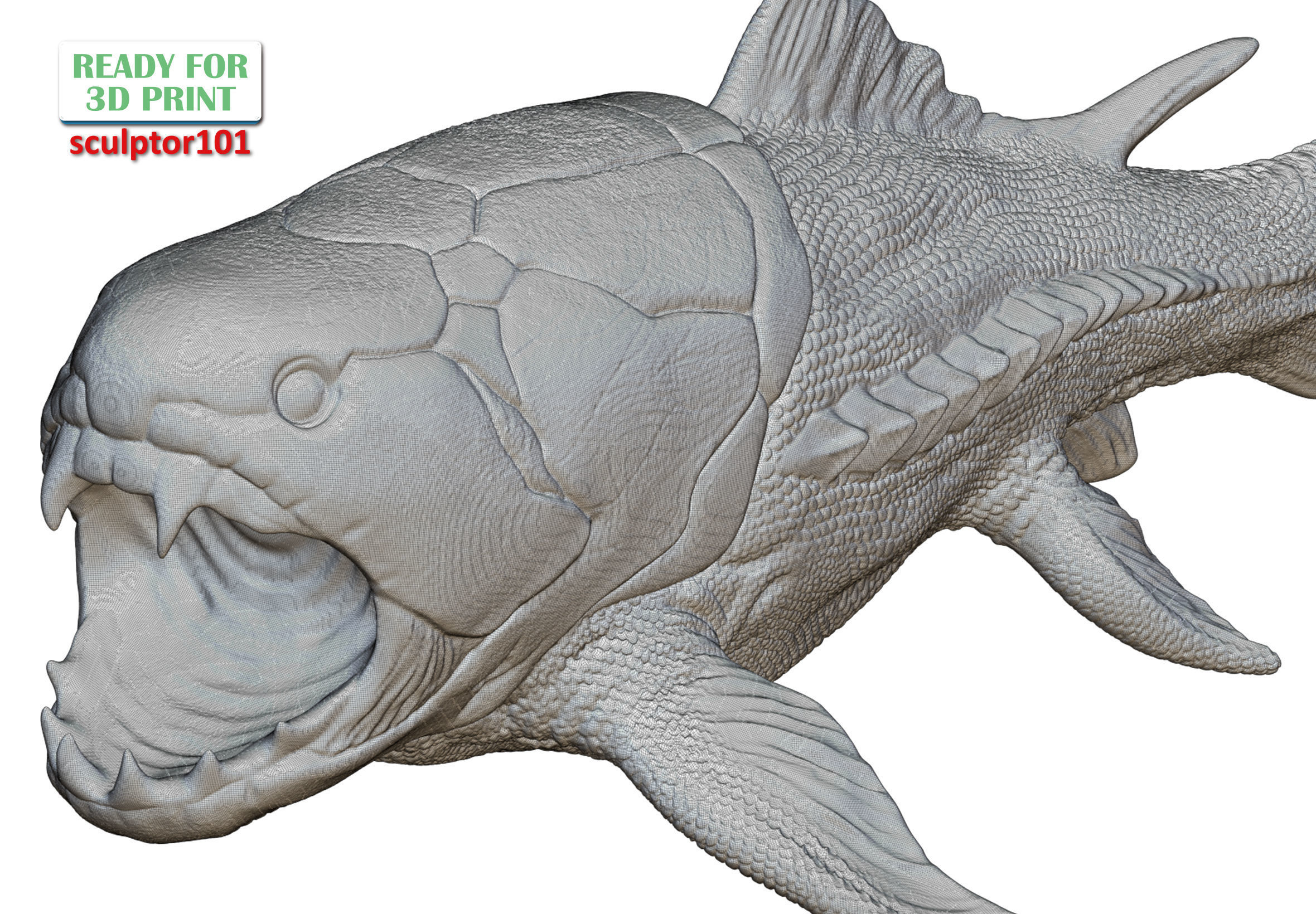 Ancient Ocean Creature Dunkleosteus 3D sculpting 3D model 3D printable ...