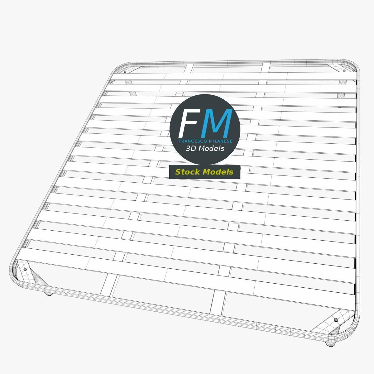 King size bed frame with small slats 3D model CGTrader