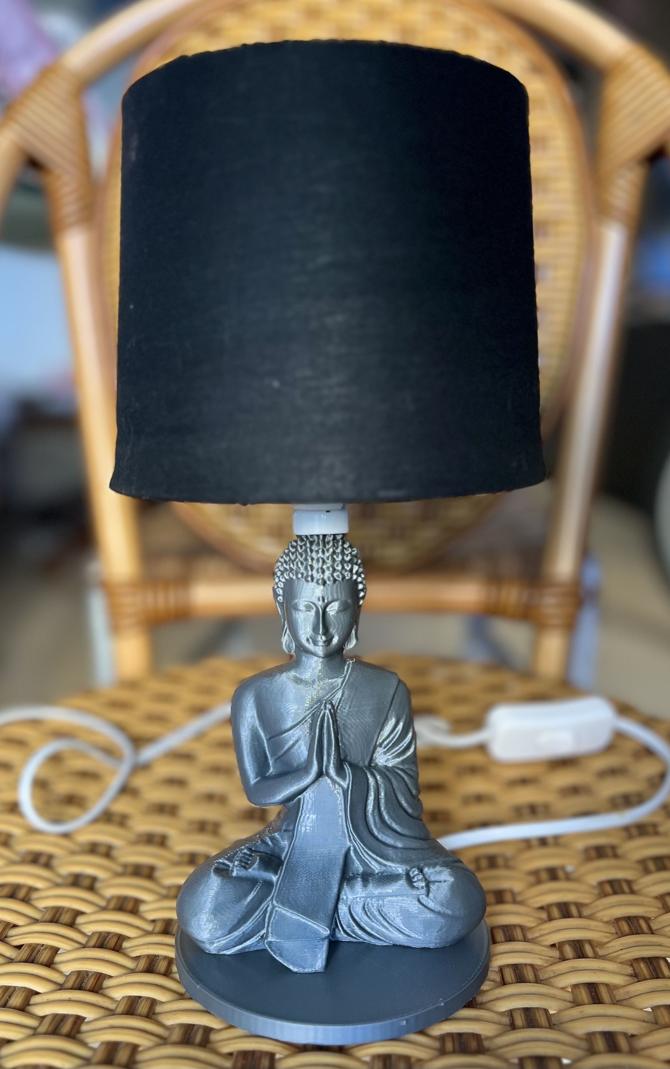Lampe Bouddha Céramique Beige – 34 Cm, Style Zen, UNIMASA, Neuve