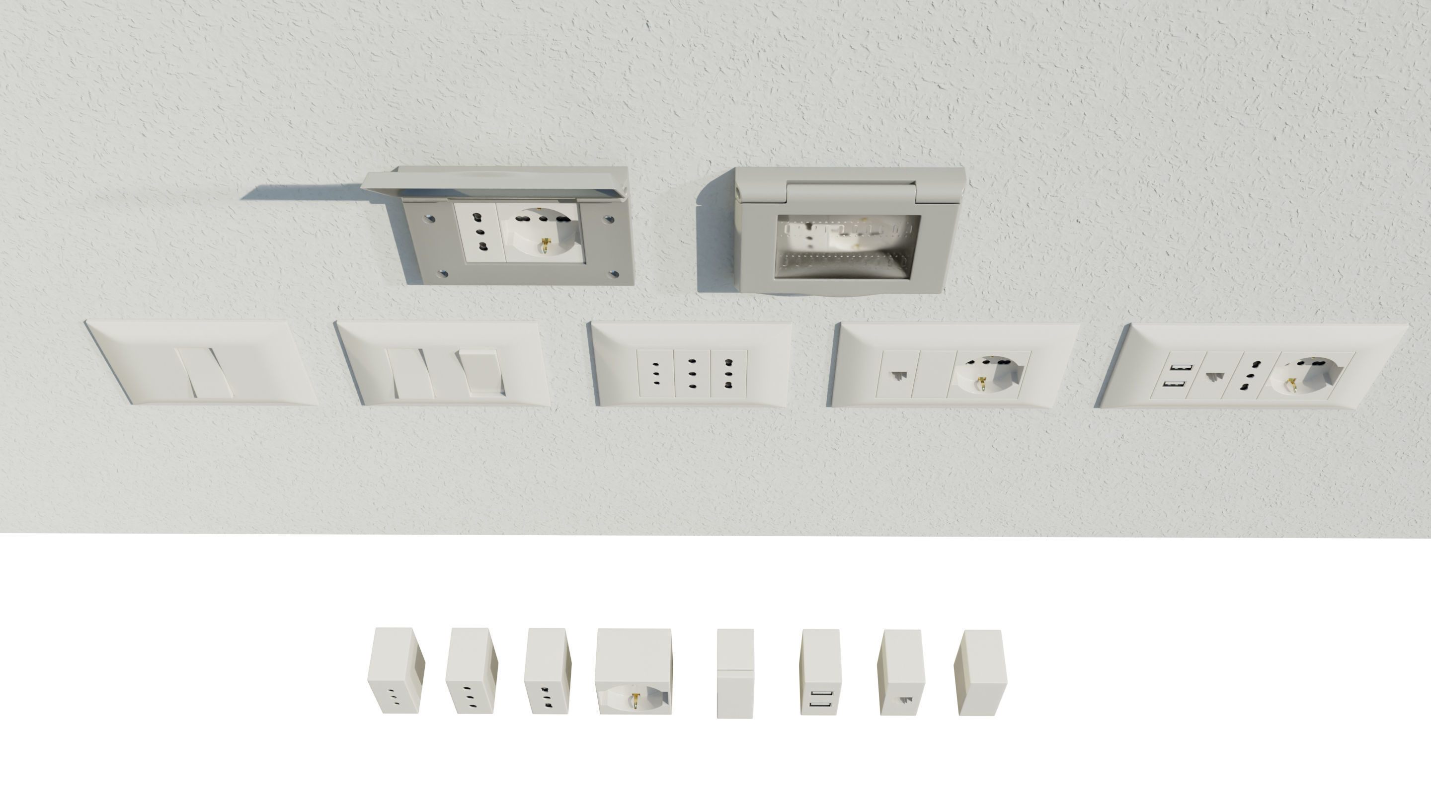 Italian Electrical Sockets Collection 3D model CGTrader