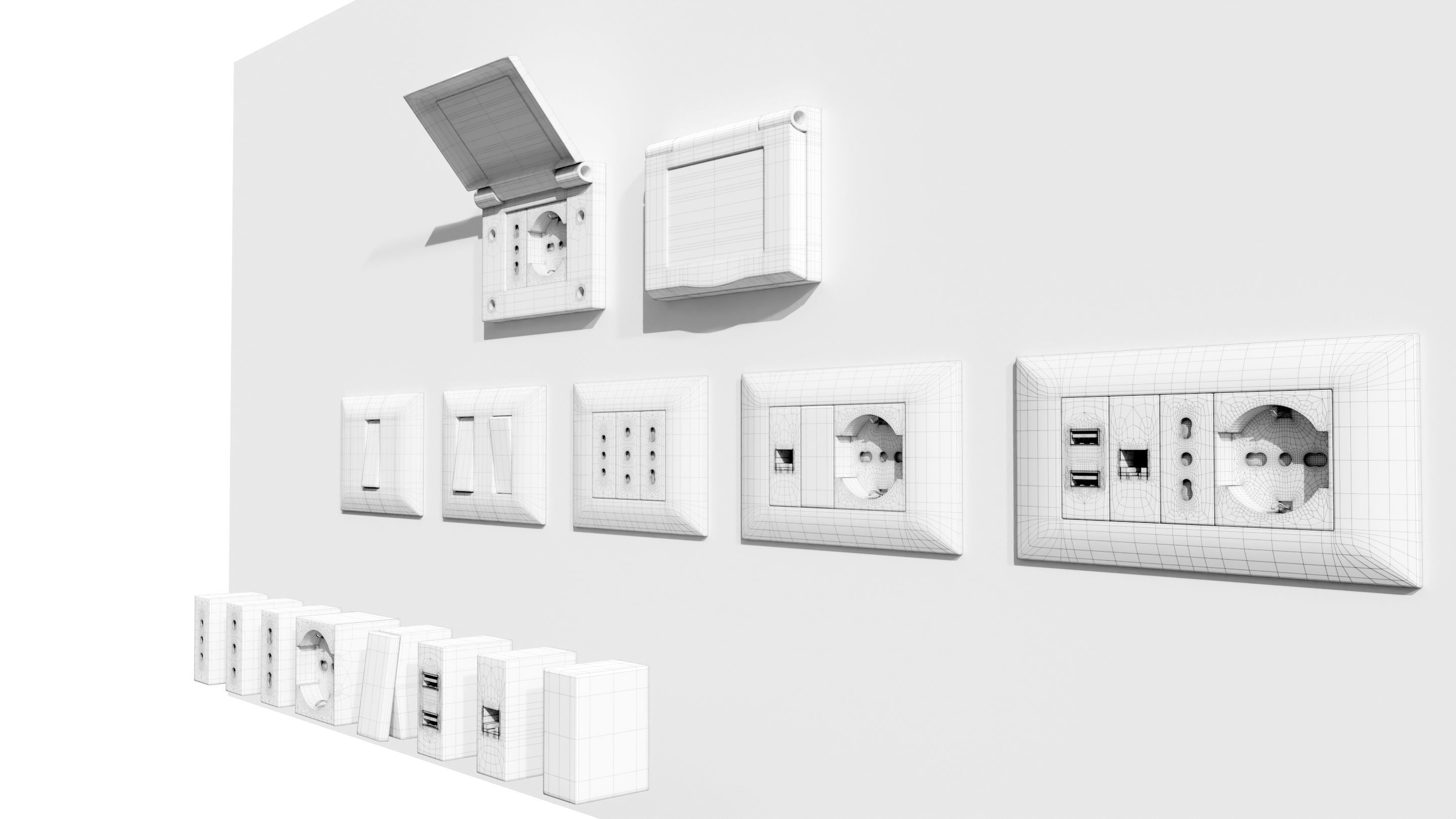 Italian Electrical Sockets Collection 3D model CGTrader