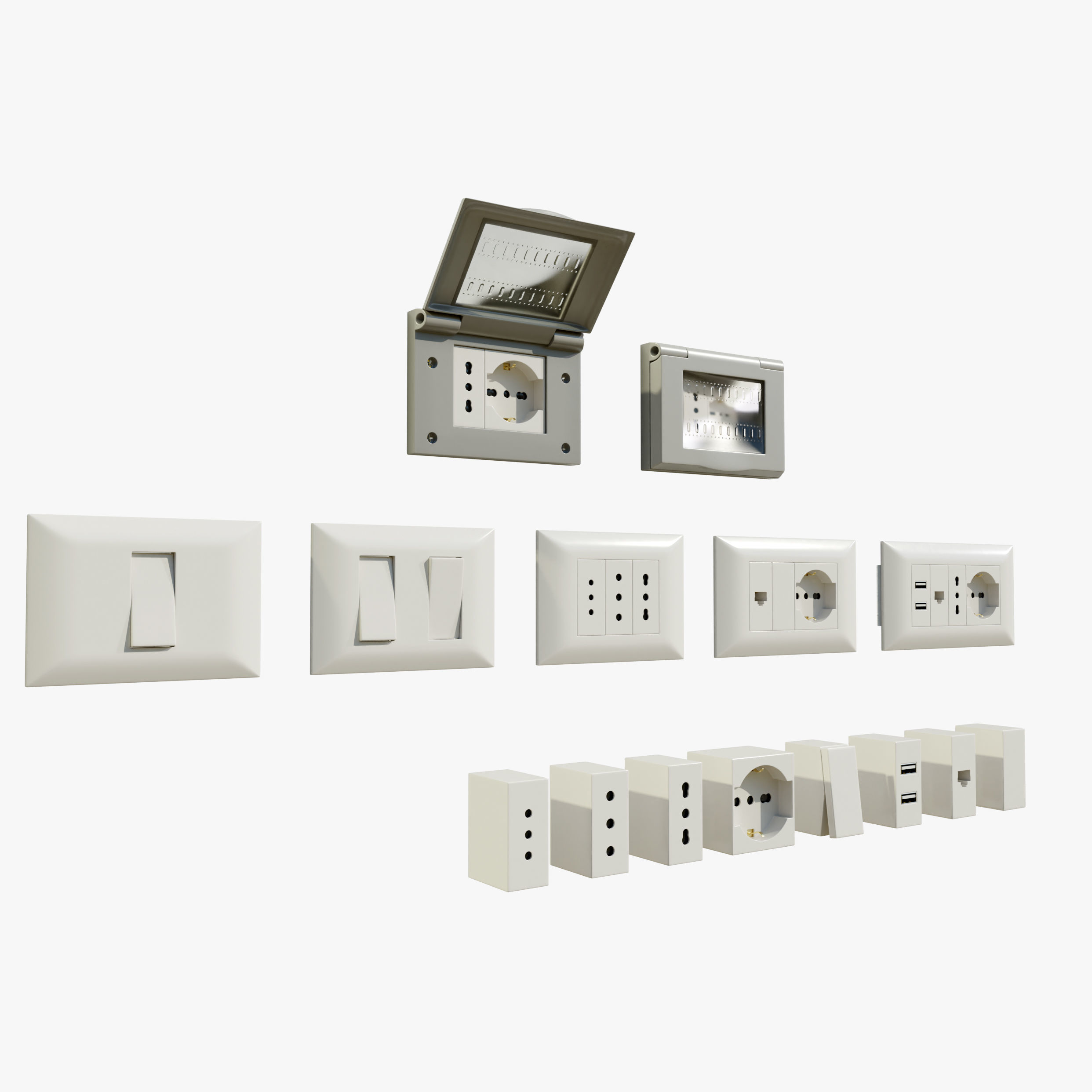 Italian Electrical Sockets Collection 3D model CGTrader