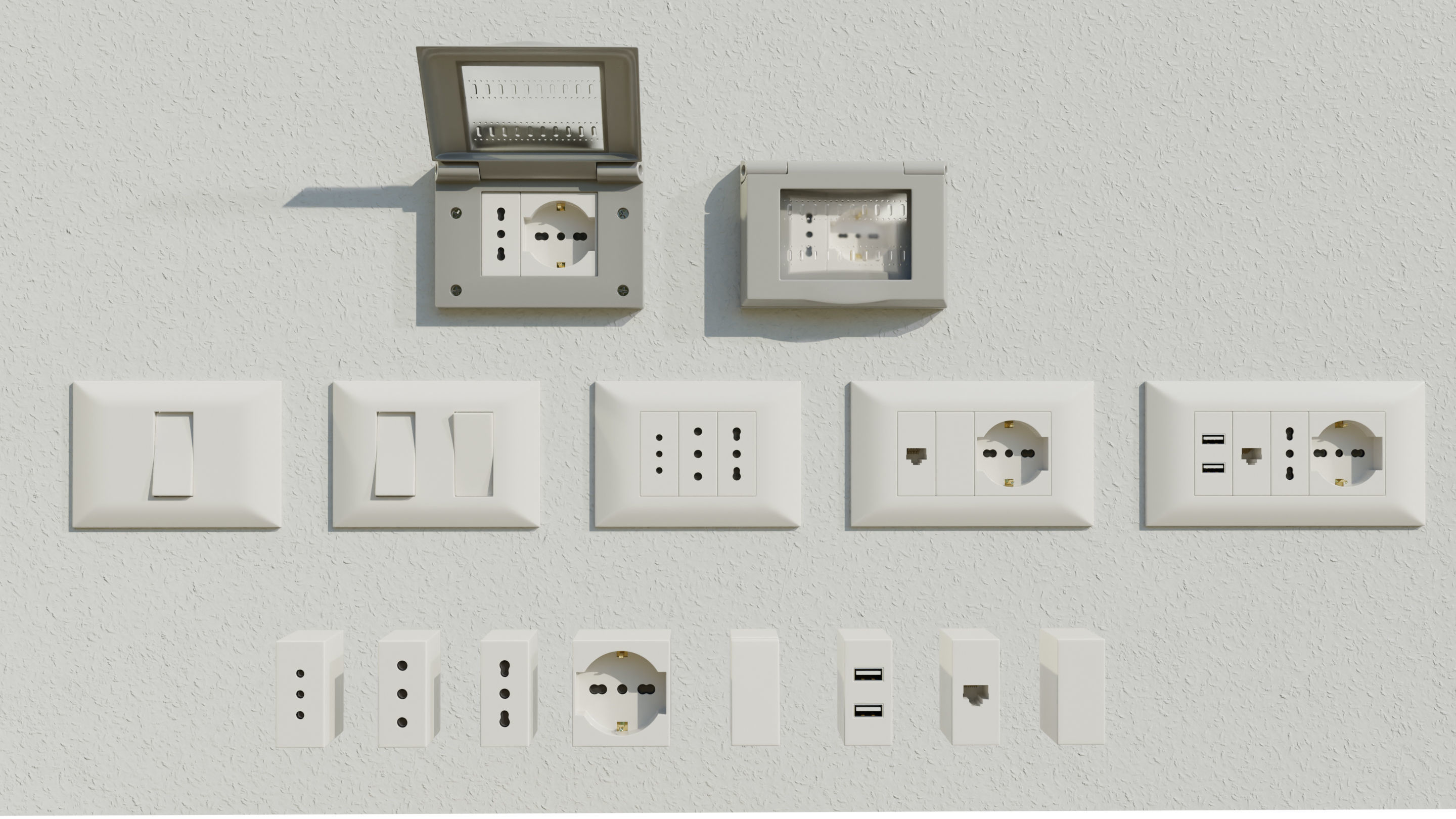 Italian Electrical Sockets Collection 3D model CGTrader