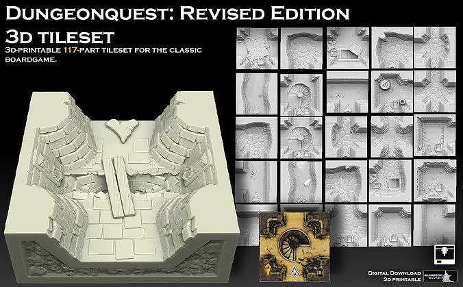 Dungeonquest Revised Edition 3d Tileset 3D model 3D printable | CGTrader