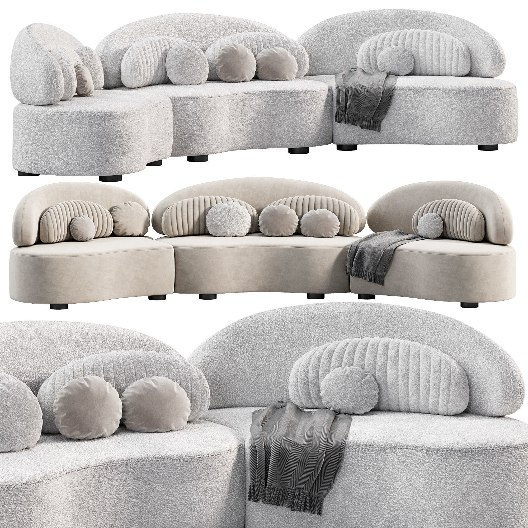 Modern Modular Sofa Velvet 3D model | CGTrader