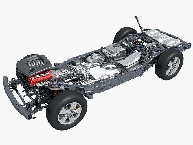 SUV Chassis with Engine 3D model CGTrader