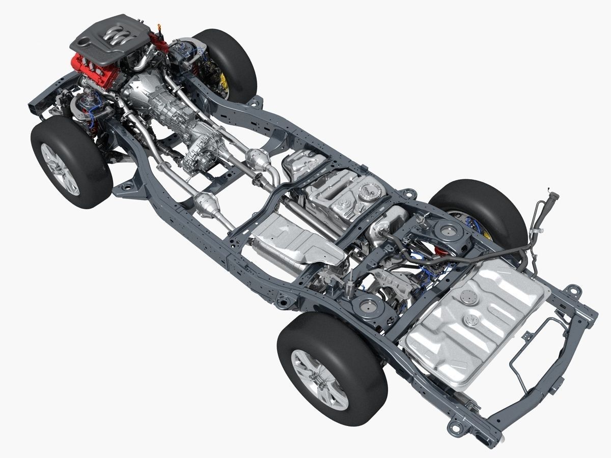 SUV Chassis with Engine 3D model CGTrader