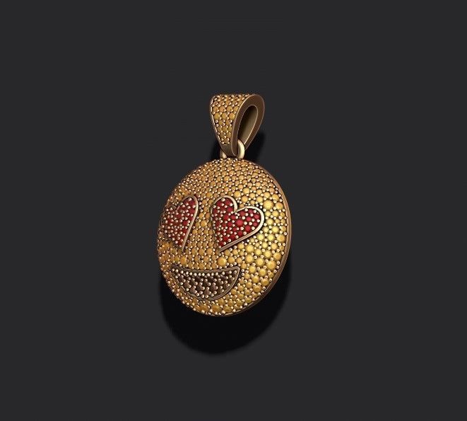 Smiling Face with Heart Eyes emoji pendant with gems 3D model 3D printable CGTrader