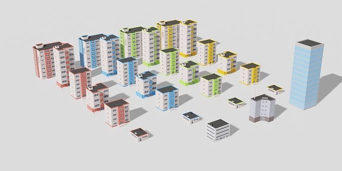 3D model Low Poly Building Pack VR / AR / low-poly | CGTrader