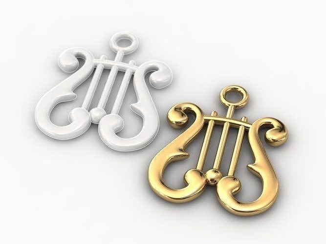 golden 3d harp pendant 3D model 3D printable | CGTrader