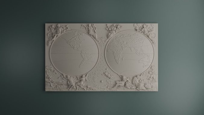 World Map Bas Relief 3D model 3D printable | CGTrader