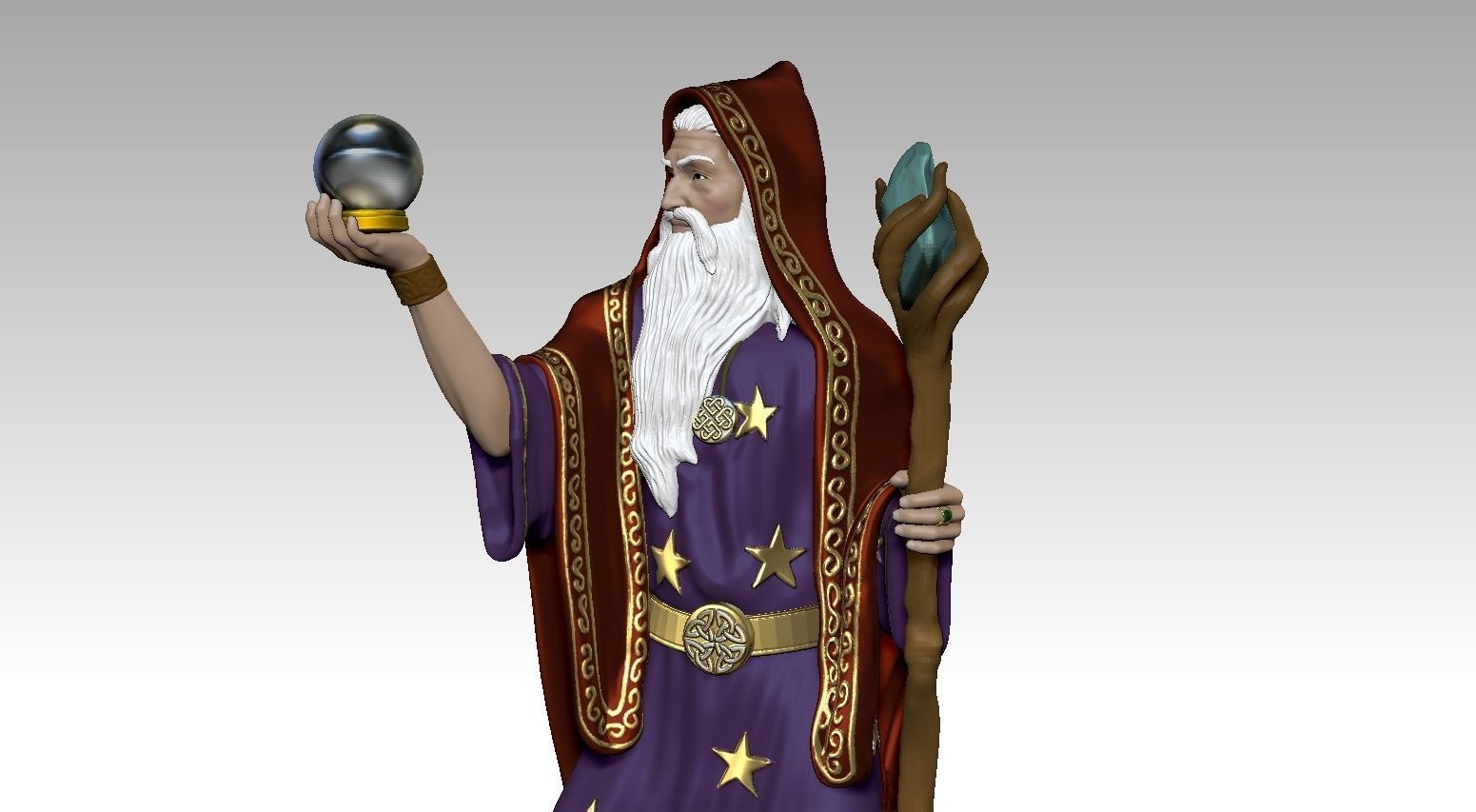 Merlin wizard statue for 3D printing 3D model 3D printable CGTrader