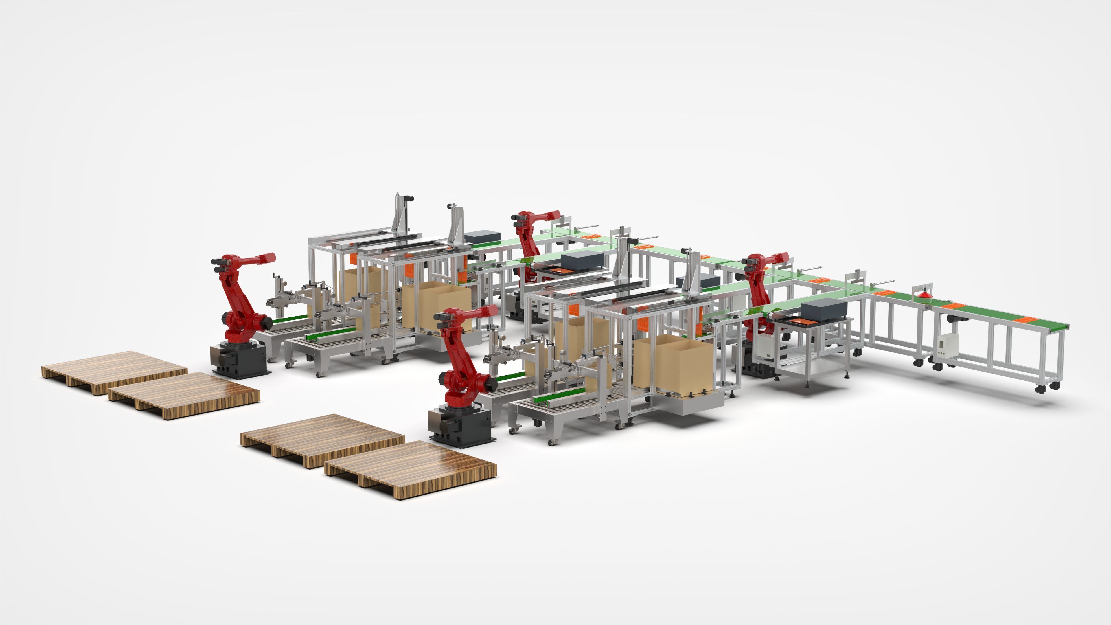 Automatic Packaging Sorting and Stacking Line 3D model | CGTrader