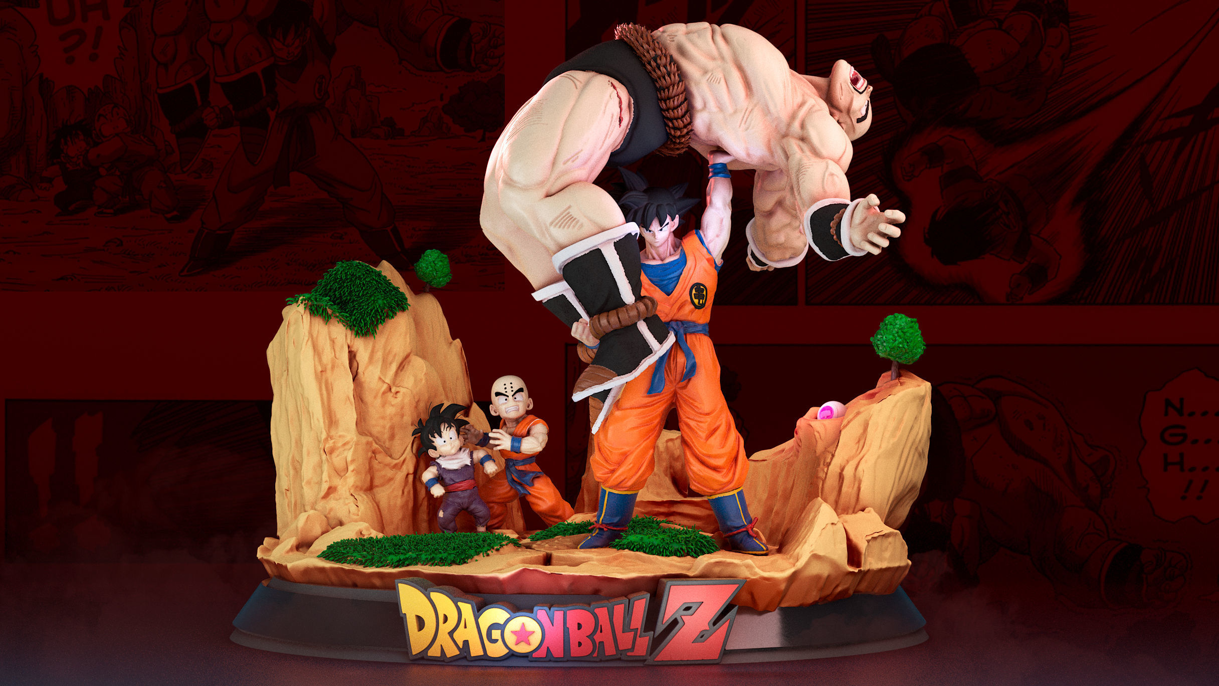 dragon ball Z goku vs nappa 3D model 3D printable CGTrader