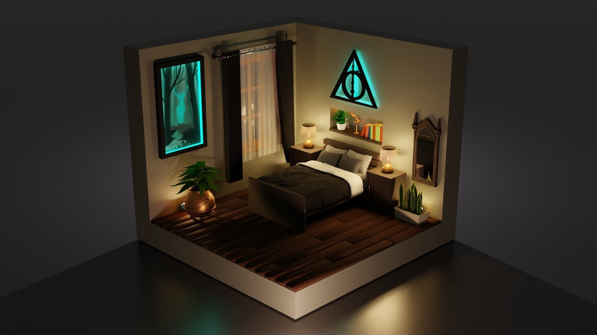 Isometric Harry Potter theme Bedroom 3D model | CGTrader