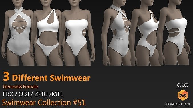 Swimwear Collection 51 CLO3D ZPRJ FBX OBJ MTL