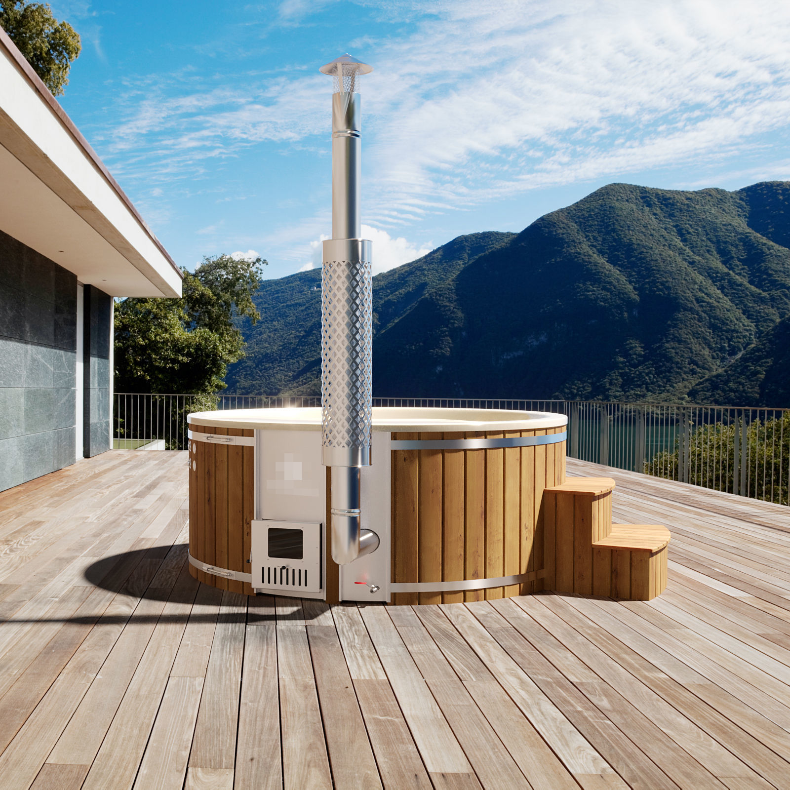 Round Barrel Hot Tub Jacuzzi 3D model CGTrader