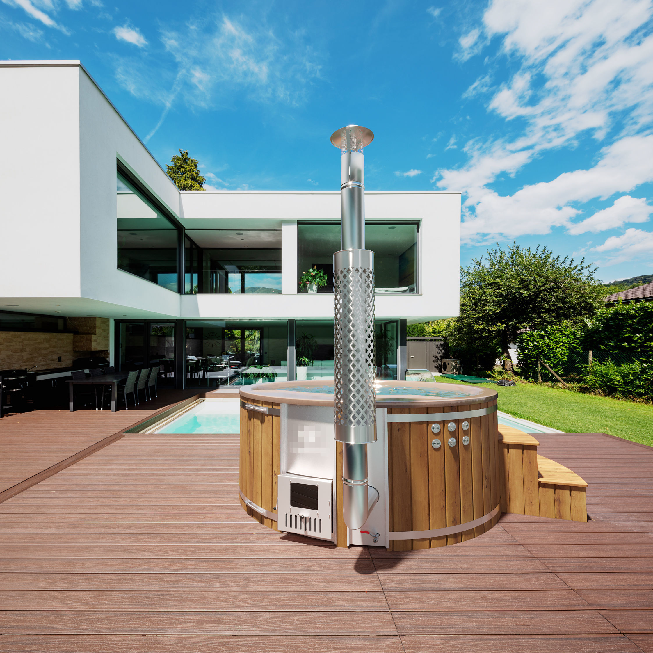 Round Barrel Hot Tub Jacuzzi 3D model CGTrader