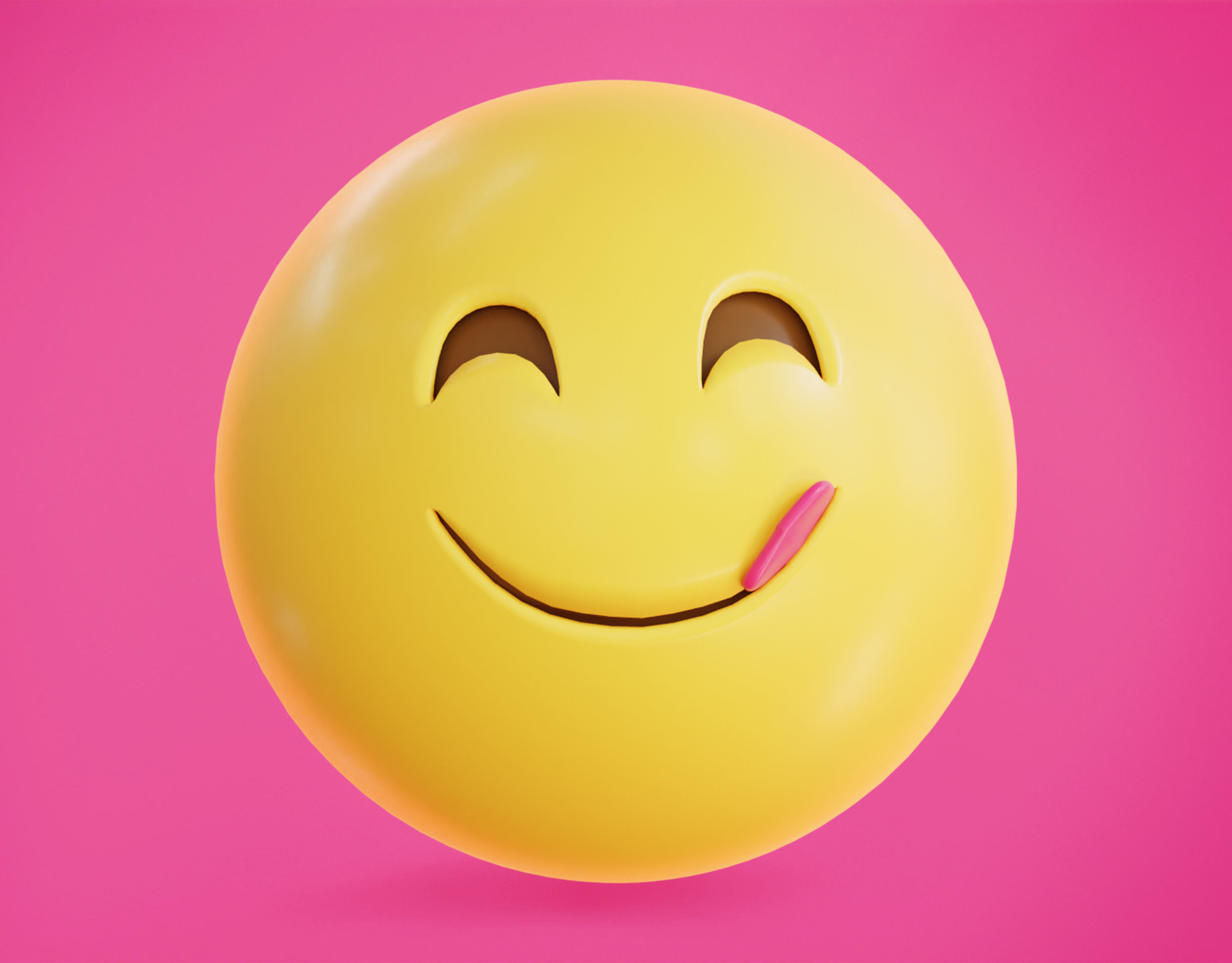 3D model Smiling Face with Licking lips Animated Emoji VR / AR / low