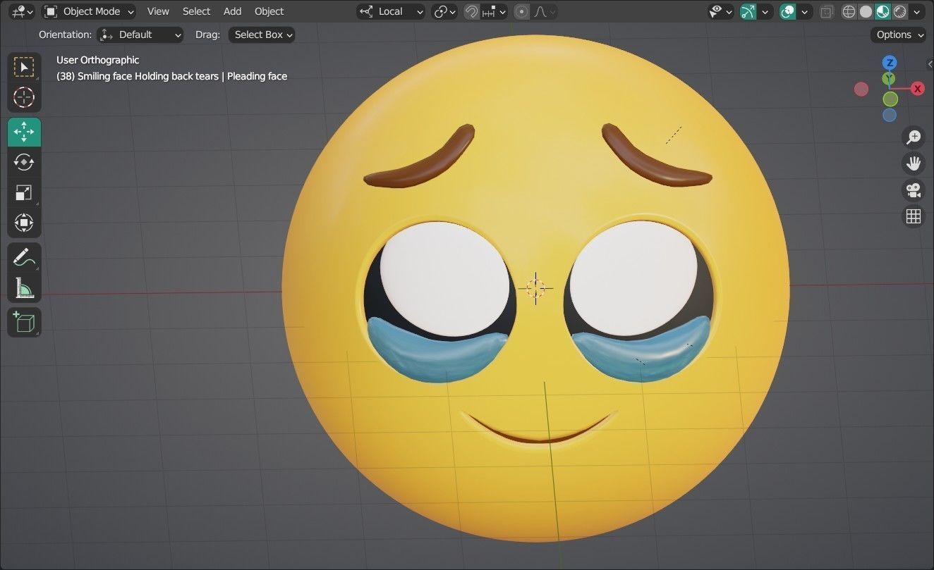 3D model Smiling face holding back Tears Animated Emoji VR / AR / lowpoly CGTrader