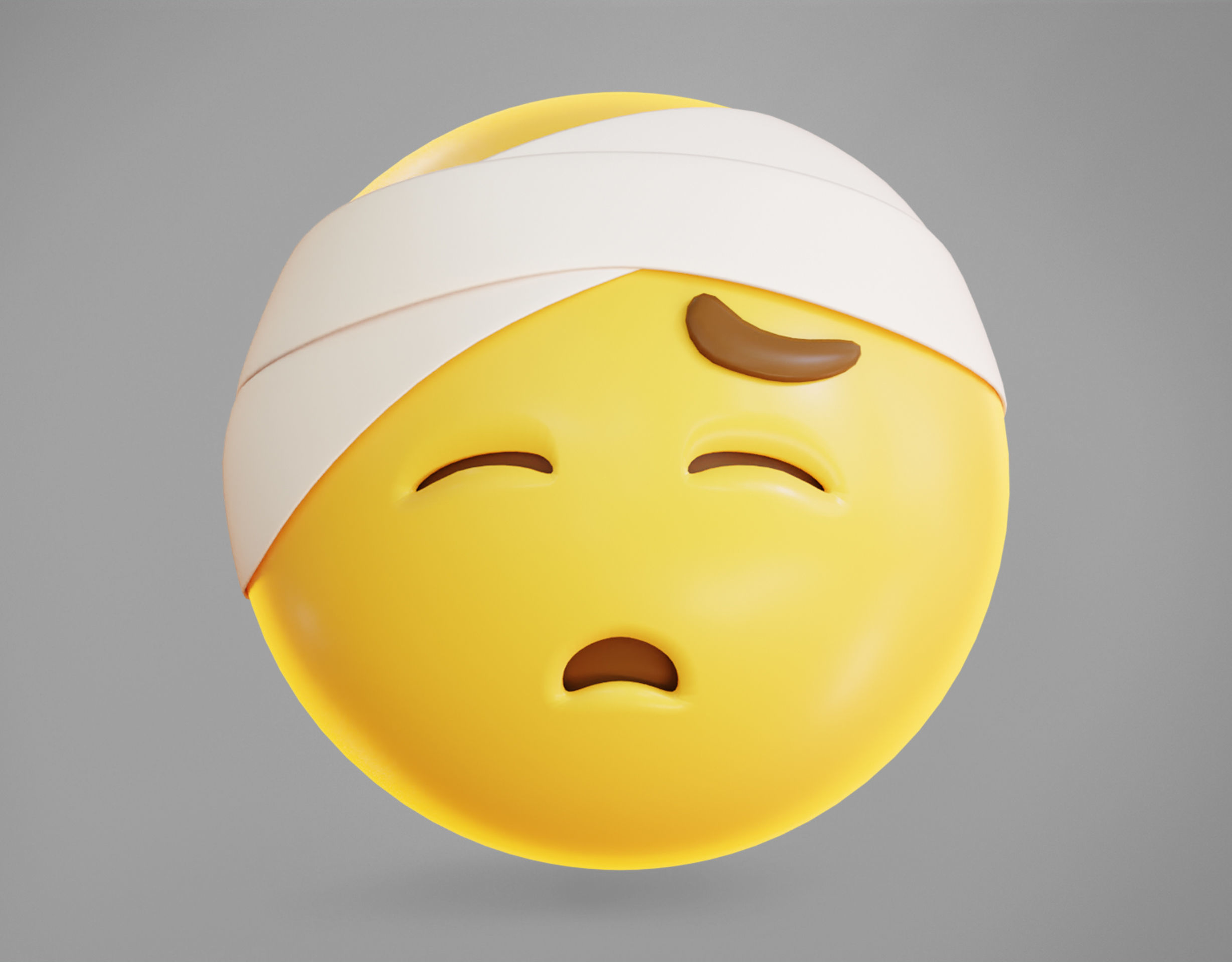 3D model Face with head bandage Animated Emoji VR / AR / low-poly ...