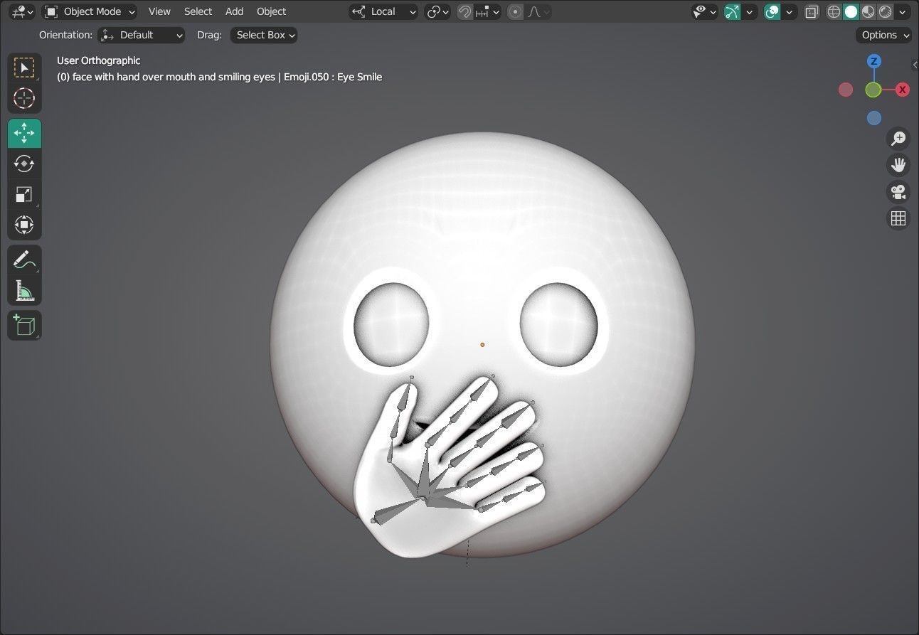 3D model face with hand over mouth and smiling eyes Animated Emoji VR ...
