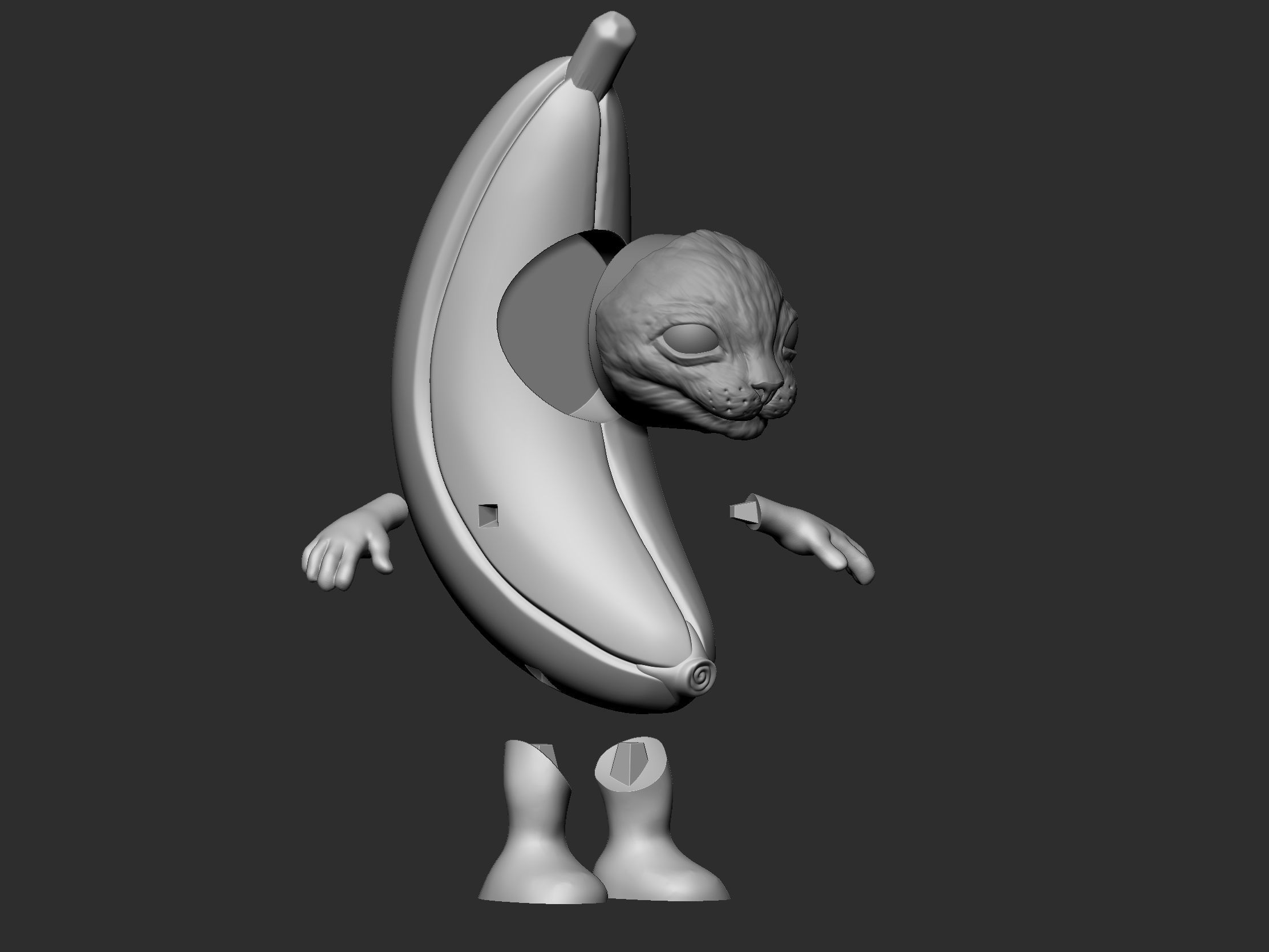Banana Cat STL OBJ FBX 3D model 3D printable CGTrader
