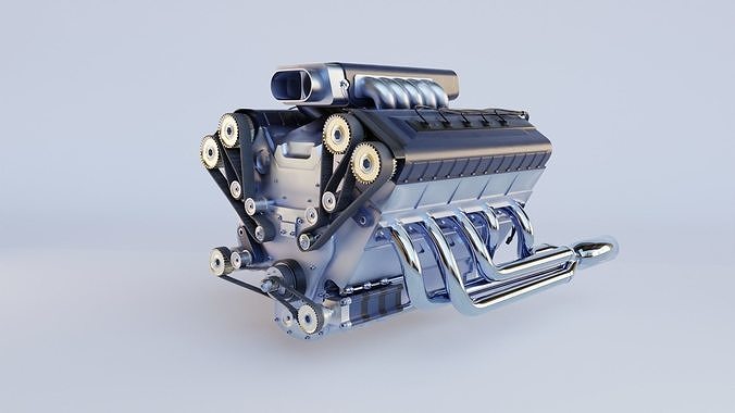 Highly-detailed V10 Engine 3D Model with Realistic Textures 3D model ...