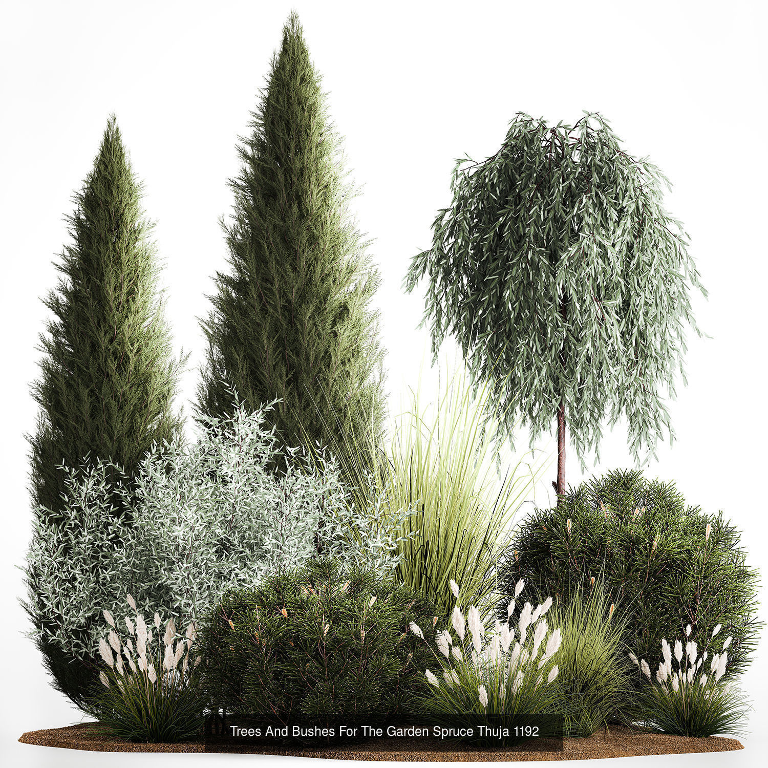 Collection of plants and trees for landscape design square parks | CGTrader