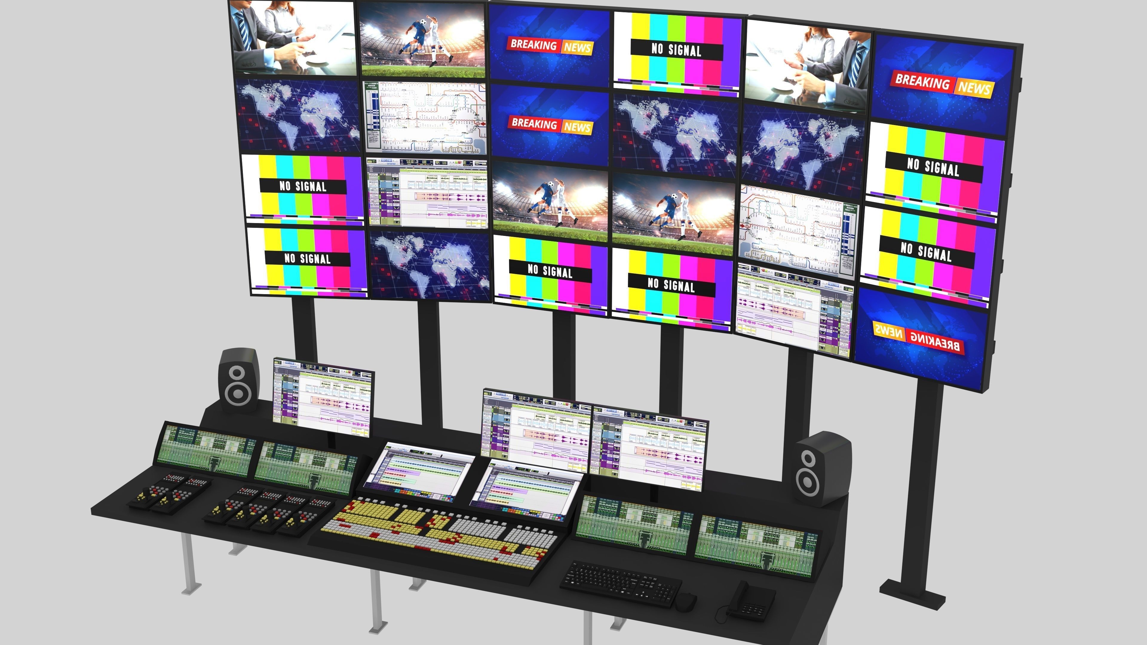 3D model Tv control Room Setup VR / AR / lowpoly CGTrader