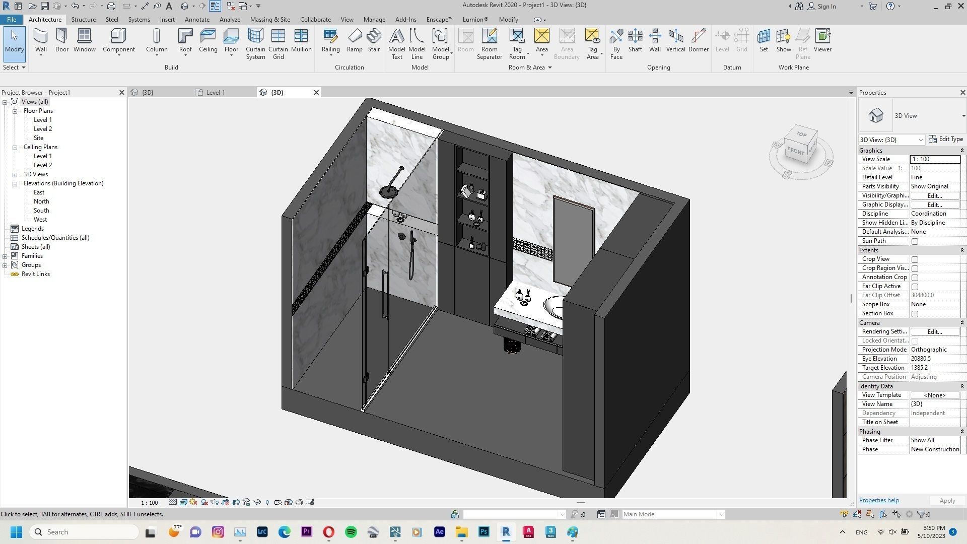 Bathroom design revit family 3D model CGTrader