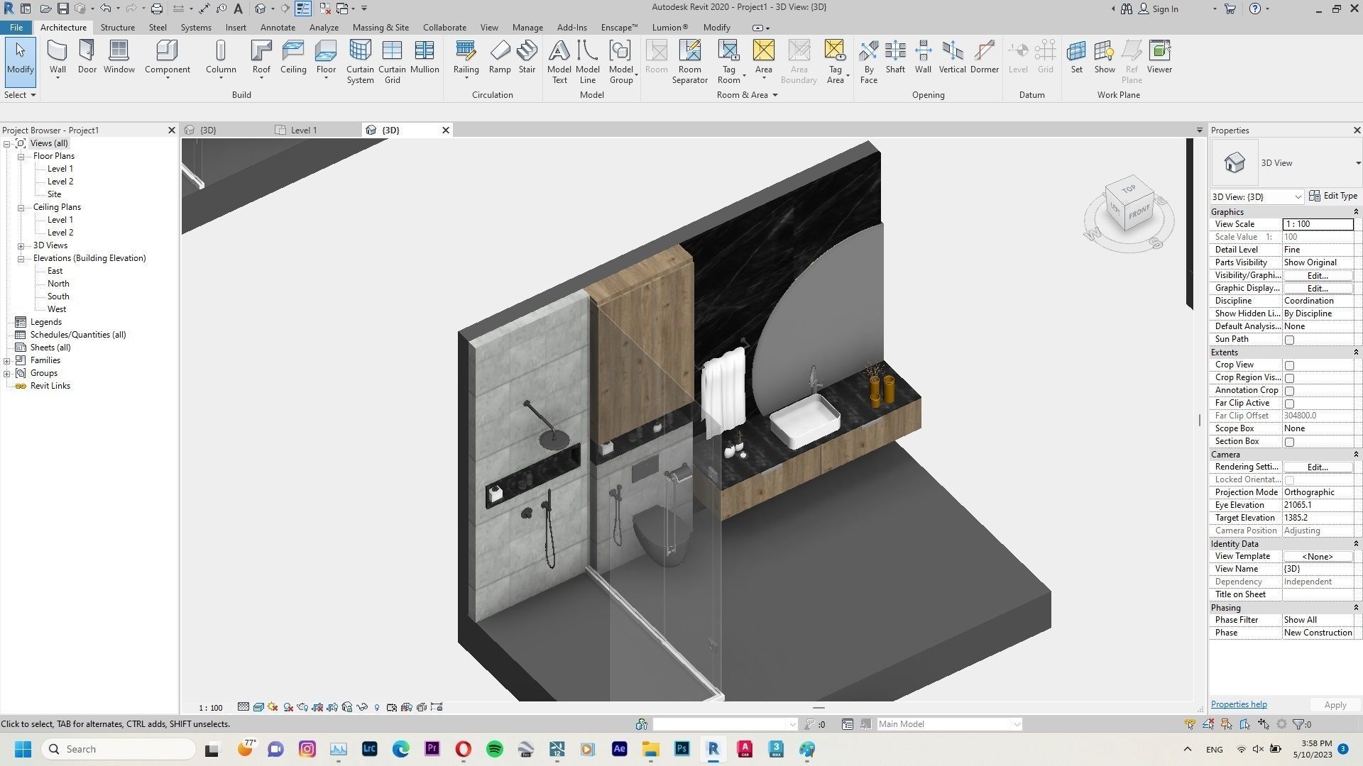 Bathroom design revit family 3D model CGTrader