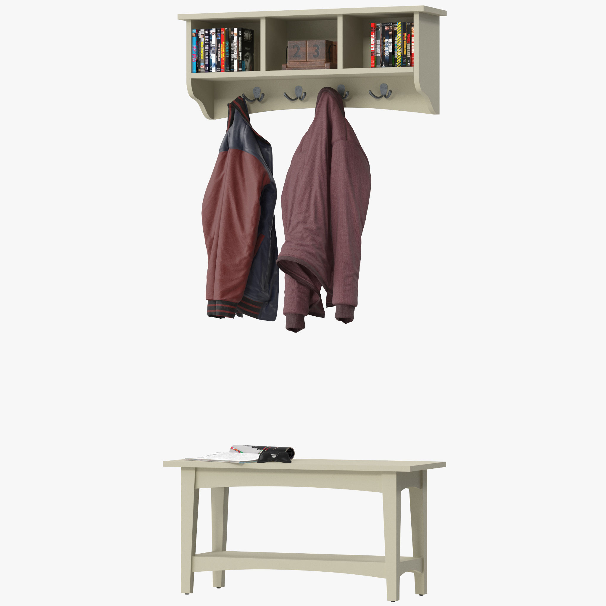 Wall Mounted Coat Hook Storage Unit 3D model CGTrader